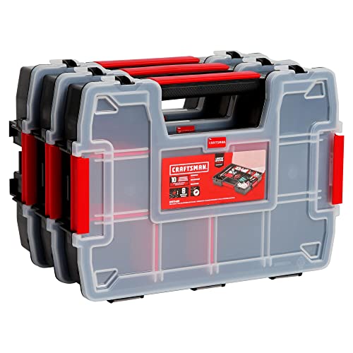 Storage Organizer, Small Parts Organizer, 3-Packs with 10-Compartments, Lid Includes Secure Latch (CMST60964M)