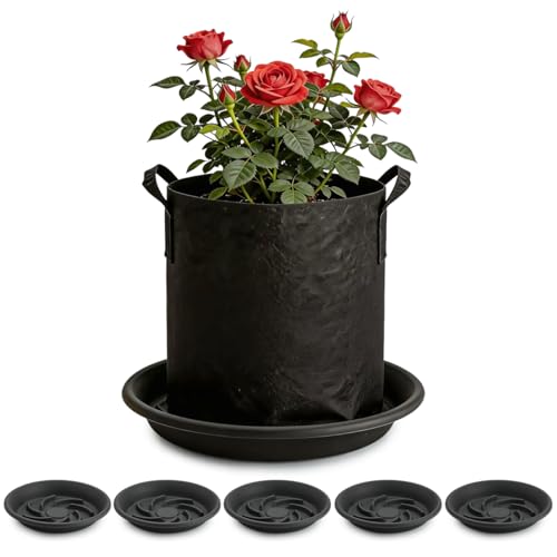 12 Inch Plant Saucers for Pots 5P, Pot Elevator for Grow Bags Drip Trays