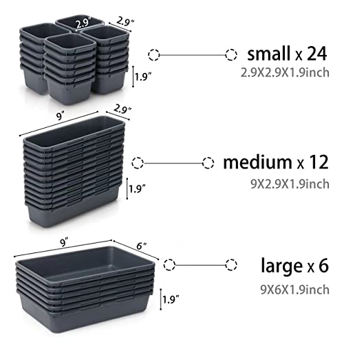 42 Pack Tool Box Organizer Tool Tray Dividers, Rolling Tool Chest Cart Cabinet Workbench Desk Drawer Organization and Storage for Hardware, Parts, Screws, Nuts, Small Tools Organization(Grey) - view 6