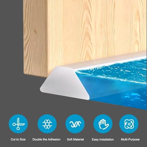 Shower Threshold Water Dam,Self Adhesive Silicone Waterproof Barrier Bathroom and Kitchen Shower Water Stopper Guard for Dry and Wet Separation Caulk Seal Strip Edge Trim (Length：39Inch, Black) - view 5