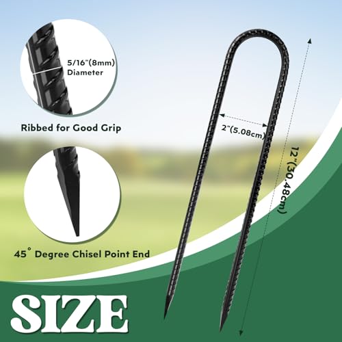 12 inches 12-Pack Trampoline Stakes Anchors High Wind Stake Heavy Duty U Hooks for Ground Lawn Garden Yard Stakes for Decorations Swing Set Shed - view 2