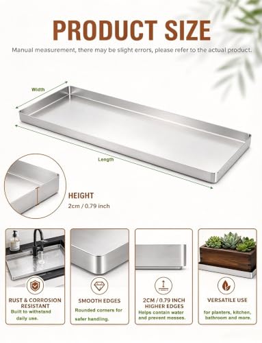 Durable Stainless Steel Drip Tray 36x8in - Rust-Resistant Plant Watering Tray with Raised Edges for Indoor/Outdoor Use, Easy to Clean, Perfect for Gardening & Plant Care - view 6