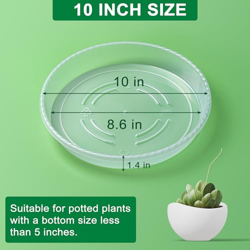 Plant Saucer Tray, 6 Pack 10 Inch Plastic Plant Saucers for Indoor Outdoor - view 2