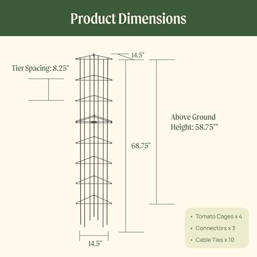 Vego 3-Panel Tomato Cage for Garden & Pots, Rust-Resistant Tomato Stakes Plant Cage Trellis Support for Climbing Vegetables Plants- 11.5" Triangle 4 Pack - view 3
