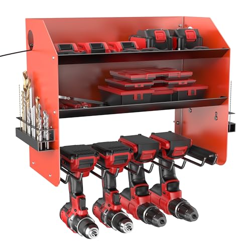 Power Tool Organizer Wall Mount, Cordless Drill Holder with 4 Slots