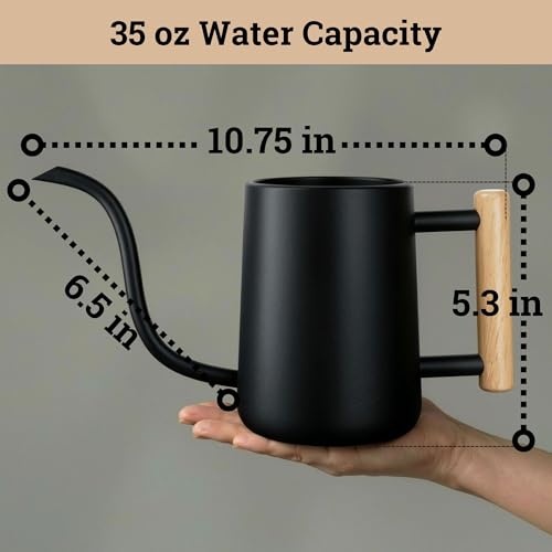 Metal Small Indoor Watering Can with Long Spout & Real Wood Handle, 35oz - view 6