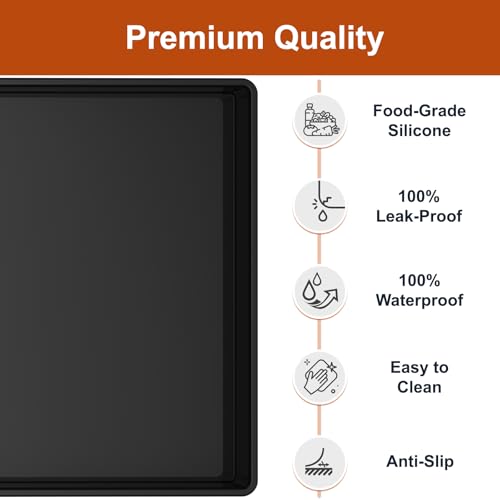 34" x 22" Extra Thick Silicone Mat Waterproof with Raised Edge, Black - view 2
