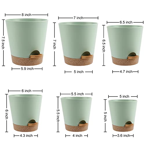 8,7, 6.5, 6, 5.5, 5 Inches Self Watering Planters for Indoor Plants - view 4