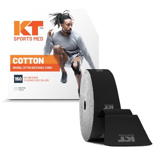 Original Cotton, Elastic Kinesiology Athletic Tape, 150 Precut 10” Strips