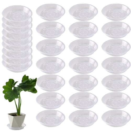 30 Pack Clear Plant Saucer 4.7 Inches Plastic Drip Trays to Catch Water