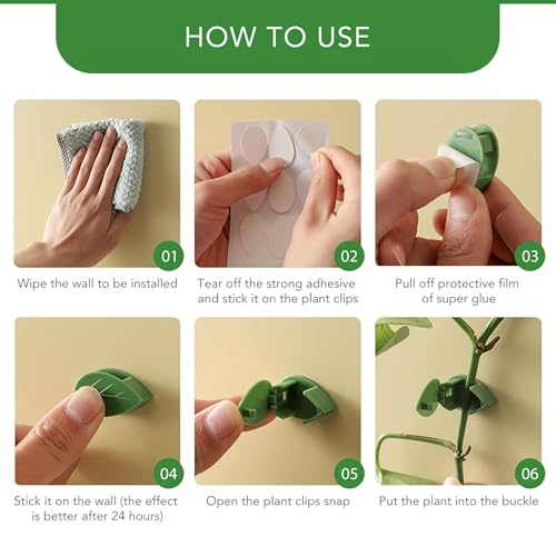 20 Pieces Plant Climbing Wall Fixture Clips with with Acrylic Adhesive Sticker Leaf Fixer Invisible Wall Vines Fixing Clips for Climbing Plants Plant Wall Climbing Clips for Wire Fixing, Green - view 3