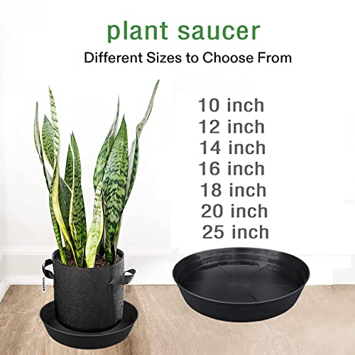 Plant Saucer 4 Pack 10 inch Heavy Drainage Tray for Indoors No Holes, 12 14 16 18 20 25 Inch Plastic Plant saucers Water Catcher for Pots Base Extra-Deep Plant Trays for Flower Pot (10 Inch, Black) - view 4