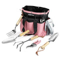 8-Piece Pink Garden Tool Set with Garden Bag and Gloves- Pink