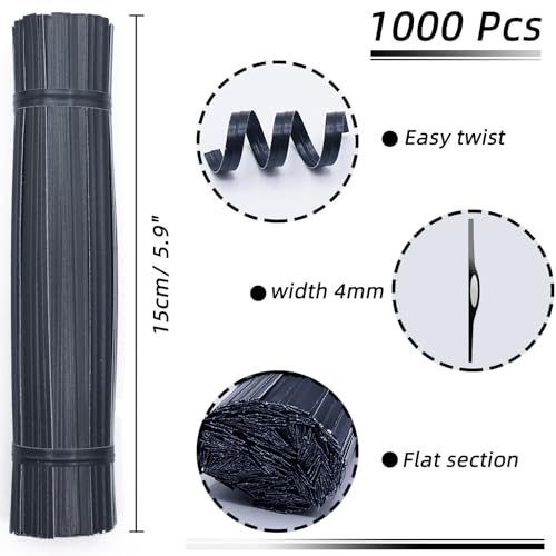 1000 Pieces Paper Twist Ties, 6 Inch Twist Ties Reusable Black, Bread Twist Ties for Arts And Crafts, Metallic Twist Ties Candy Ties for Bulk Food, Gift Bags, Halloween, Christmas - view 2