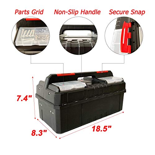 Tool Box Organizer 18.5" Tool Storage with Adjustable Compartment Portable Toolbox with Handle Perfect for Home Office Garge - view 2