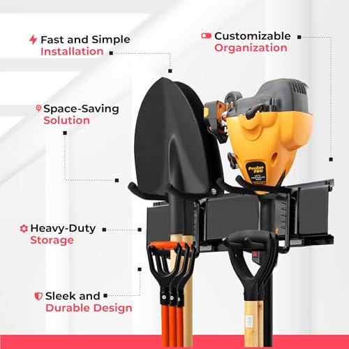 Garage Wall Organizer, Shovel Holder Wall Mount, 48" Double Hooks - view 5