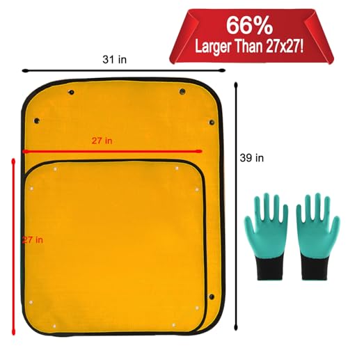 39"x31" Orange Thickened Repotting Mat for Plant Transplanting, Waterproof Tray for Potting Soil Mess Control, Portable Gardening Mat with Protective Gloves, Best Gift for Gardeners - view 3