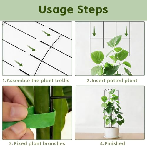 Trellis for Climbing Plants Indoor, 4 Pack 31'' Metal Plant Trellis Indoor for Potted Plants, Sturdy Plant Support Outdoor for Ivy Pothos Monstera Hoya Flower Vine, Rectangular Shape - view 5