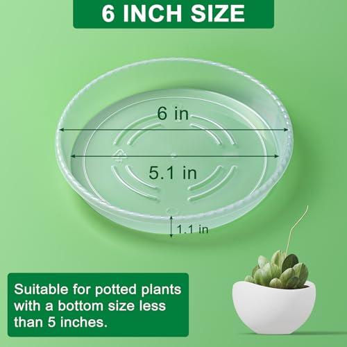 Plant Saucer Tray, 6 Pack 6 Inch Plastic Plant Saucers for Indoor Outdoor - view 2