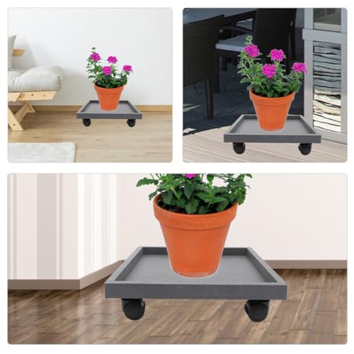 Resin Plant Pot Tray with Wheels, Indoor Outdoor Planter Base Holder - view 4
