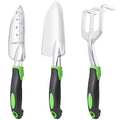 Garden Tools Set, 3 Pack Garden Shovel, Transplant Trowel, Hand Rake Green
