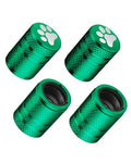 4 Pack Tire Valve Stem Caps Cat Paw - Green
