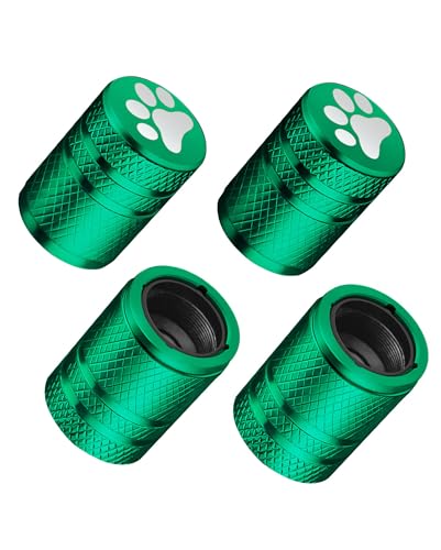 4 Pack Tire Valve Stem Caps Cat Paw - Green