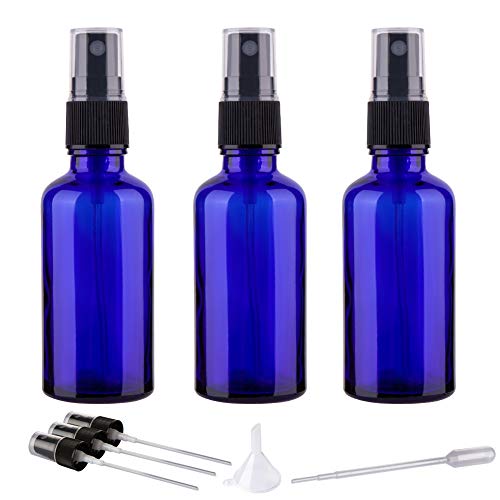 2oz Glass Spray Bottles For Essential Oils, Blue, 3 Pack