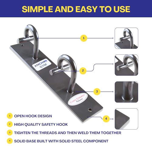 H2 Resistance Band Anchor - Single Unit with Two Hooks Exercise Band Wall Mount for Bodyweight Straps, Strength Training, Home Gym (Wood Screws Included) - view 3