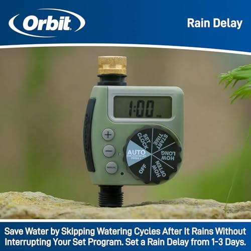 5-Pack (5 Total Timers) One Outlet Single-Dial Hose Faucet Timer - Easy Programmable - for Garden Watering System - LCD Hose Timer with Adjustable Watering Schedule - 62056 - view 7