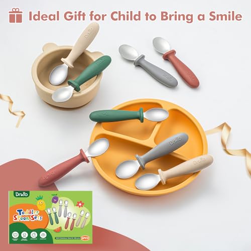 8 Pcs Toddler Spoons Set Baby Spoons with Silicone Handle - view 5
