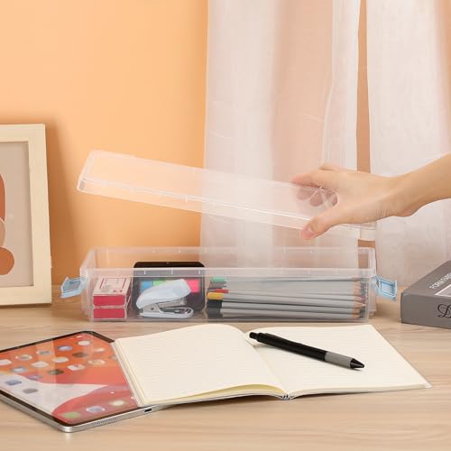 1 Pack Long Plastic Storage Box for Pencils Clear Marker Organizer - view 3