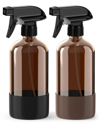 Amber Glass Spray Bottles - 2 Pack 16 oz Spray Bottles for Cleaning, Hair