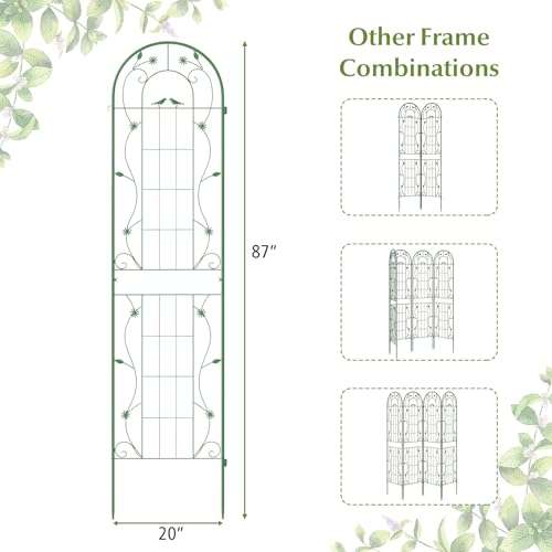2 Pack Garden Trellis, 7.2 FT Tall Galvanized Steel Trellis for Climbing Plants Outdoor for Patio Lawn Wall Decor, Plant Trellis for Vine Cucumber Tomato Flower Clematis Roses, Green - view 4