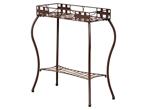 Santa Fe Iron Rectangular Plant Stand (Matte Brown) (30"H x 24"W x 11"D)