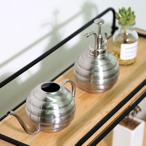 Plant Watering Bottle, 400ml/14oz, Retro Style Watering Can, Matte, Frosted (Silver) - view 6