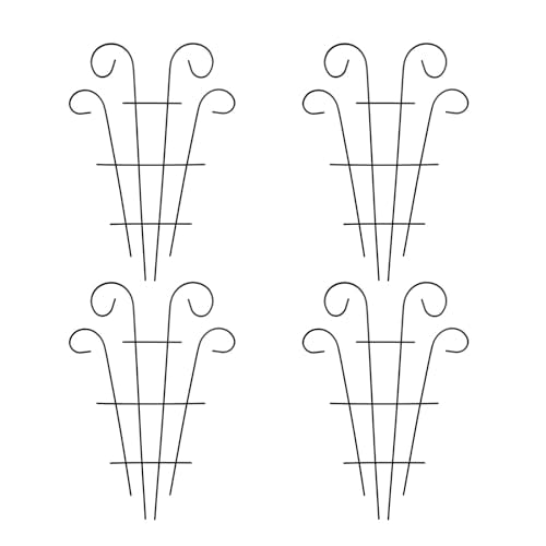 4 Pack 16'' Black Plant Wave Shape Trellis for Potted Climbing Plants Indoor, Outdoor Metal Garden Trellis for Climbing Plants House Plants Flowers Vine Ivy
