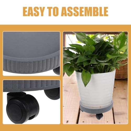 2pcs Rolling Plant Stand with Wheels, Thick Plastic Flowerpot Tray - view 3