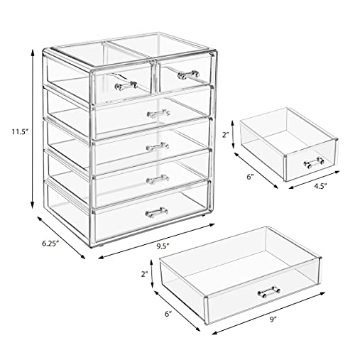 6-Drawer Makeup Organizer with Small & Wide Drawers (Clear) - view 2