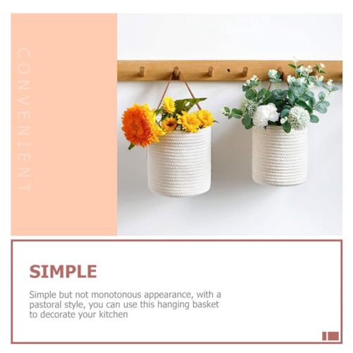 Cotton Wall Hanging Storage Basket 2pcs with Leather Handle - view 5