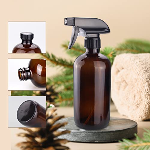 Amber Glass Spray Bottles, 16 oz Glass Spray Bottles for Cleaning Solutions and Essential Oils, Refillable Empty Spray Bottle with Adjustable Nozzles for Alcohol, Plant and Hair Care (1 Pack) - view 5