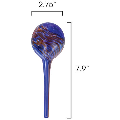 3-Piece Mini Watering Globe Set, Colorful Hand-Blown Glass Plant Watering System - view 3