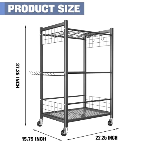 Garden Tool Organizer on Wheels, Rakes/Shovels/Yard Tools Stand, M - view 3