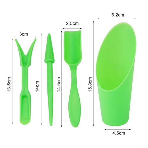 Garden Tool Set 4 Piece Plastic Transplanter Kit with Spoon Shovel Fork for Succulent Planting Nursery Greenhouse Migration Fleshy Plants(Green) - view 6
