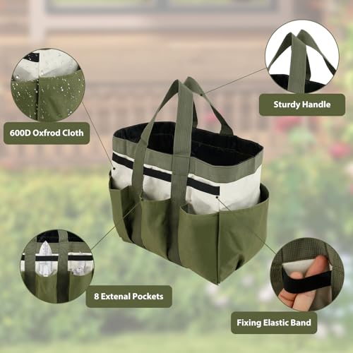Garden Tool Holder Bag With 8 Pockets, Elastic Straps, And Sturdy Handles, Heavy-Duty Oxford Organizer Keeps Gardening Tools Neat And Accessible, Ideal for Men And Women (1 PC) - view 5