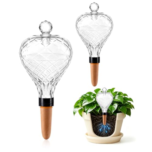2 Pack 17 oz Large Plant Self Watering Globes to 2 Weeks Watering, Clear