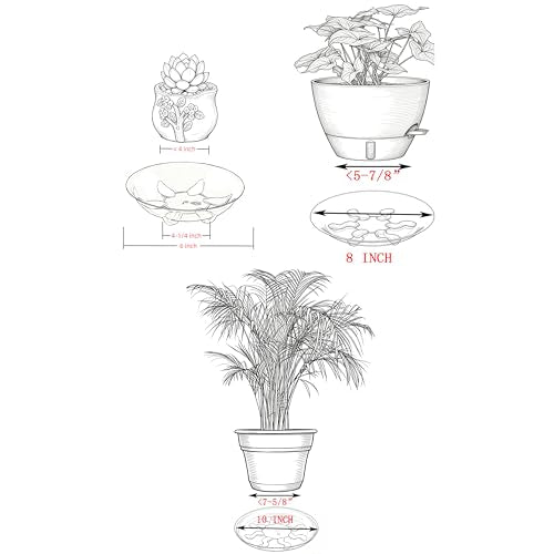 15 Pack Assorted Sizes 6 8 10 Inch Clear Thick Plastic Heavy Duty Sturdy Plant Saucer Drip Trays for pots, 5 Pieces of Each Size (Assorted Sizes 6'', 8'', 10'') - view 4
