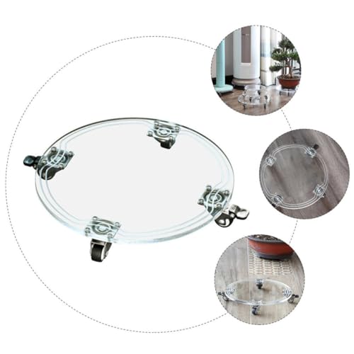 Acrylic Flowerpot Base Tray with Wheels for Movable Indoor Plant Pots - view 7