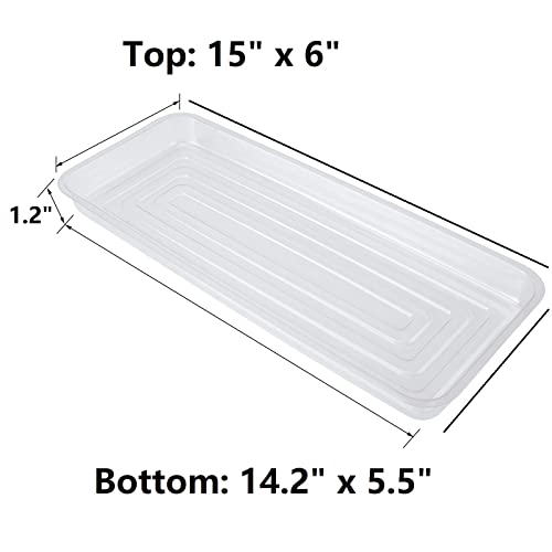 Rectangular 5 Pieces of 15 by 6 Inch Clear Thick Plastic Heavy Duty Sturdy Plant Saucer Drip Trays for pots, Window Sills and Window Shelf (15"x6") - view 2
