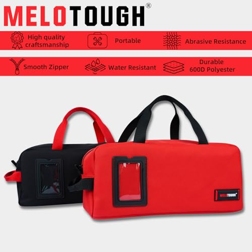 Canvas Tool Bags 14 Inch Tool Tote Bag with Zipper Heavy Duty Portable Tool Bag Organizer for Electrician,Technician,Mechanic(Black&Red) - view 2